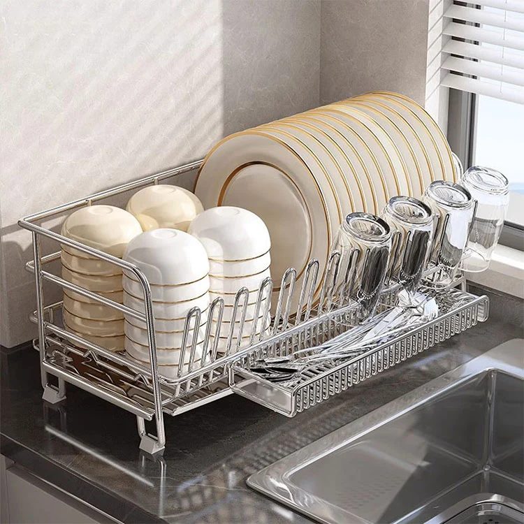 No Assembly Adjustable Stainless Steel Dish Rack
