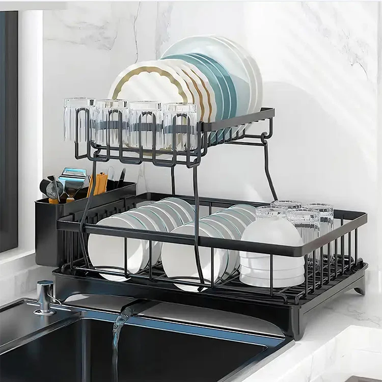 Metal Kitchen Countertop Piring Drying Rack